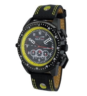 Montre sport homme analogique à quartz bracelet cuir étanche chronographe GTO RACER
