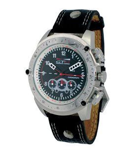 Montre sport homme analogique à quartz bracelet cuir étanche chronographe GTO RACER