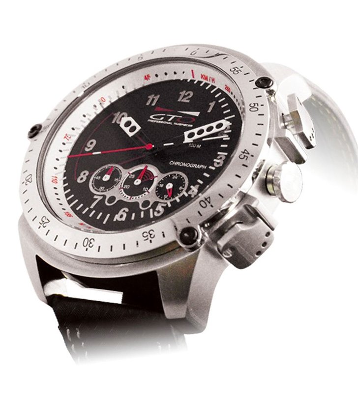 Montre sport homme analogique à quartz bracelet cuir étanche chronographe GTO RACER