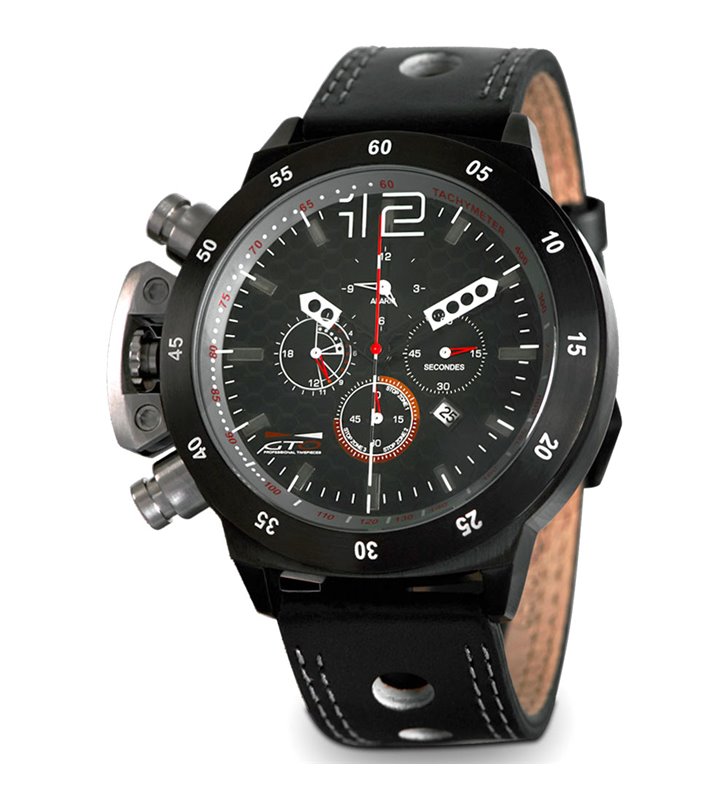 Montre sport homme analogique à quartz bracelet cuir étanche chronographe GTO ROADTIME