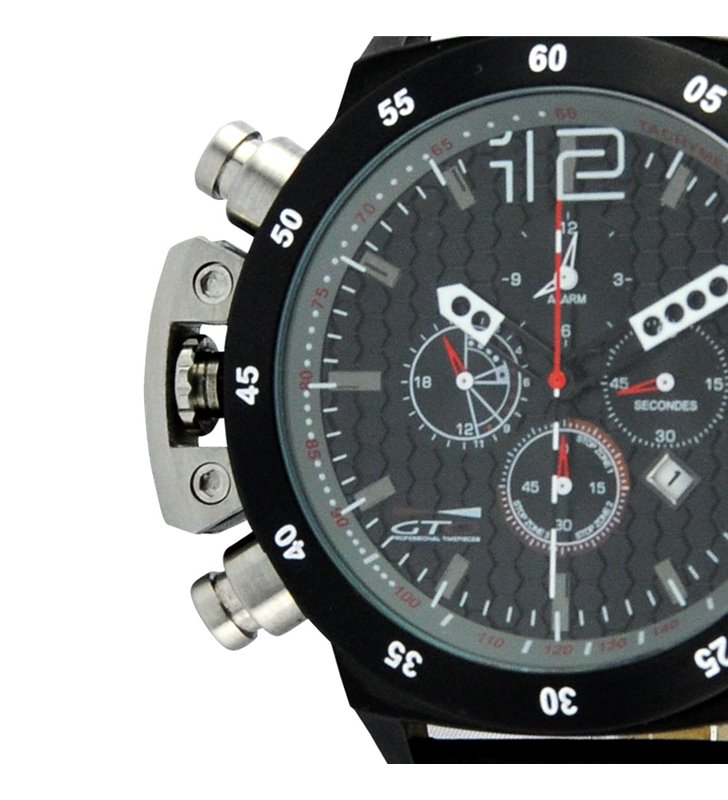 Montre sport homme analogique à quartz bracelet cuir étanche chronographe GTO ROADTIME