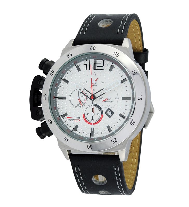 Montre sport homme analogique à quartz bracelet cuir étanche chronographe GTO ROADTIME