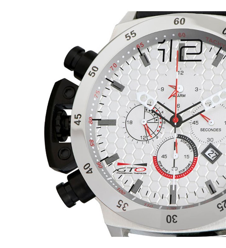 Montre sport homme analogique à quartz bracelet cuir étanche chronographe GTO ROADTIME