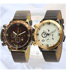 Montre sport homme analogique à quartz bracelet cuir étanche chronographe GTO ROADTIME vintage
