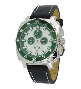 Montre sport homme analogique à quartz bracelet cuir étanche chronographe GTO Dino casual