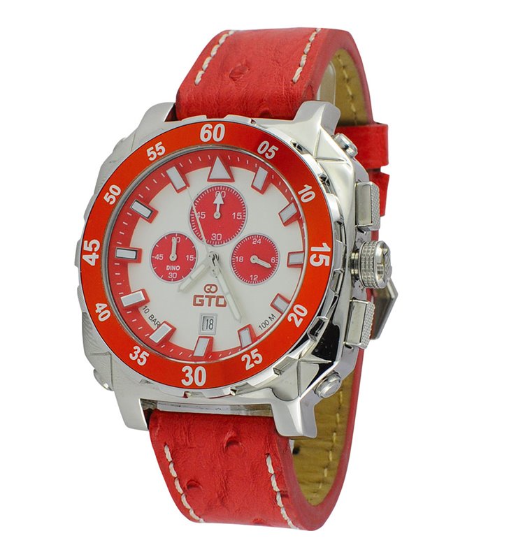 Montre sport homme analogique à quartz bracelet cuir étanche chronographe GTO Dino casual