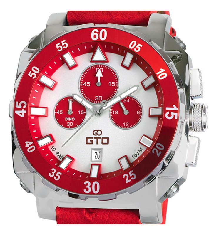 Montre sport homme analogique à quartz bracelet cuir étanche chronographe GTO Dino casual