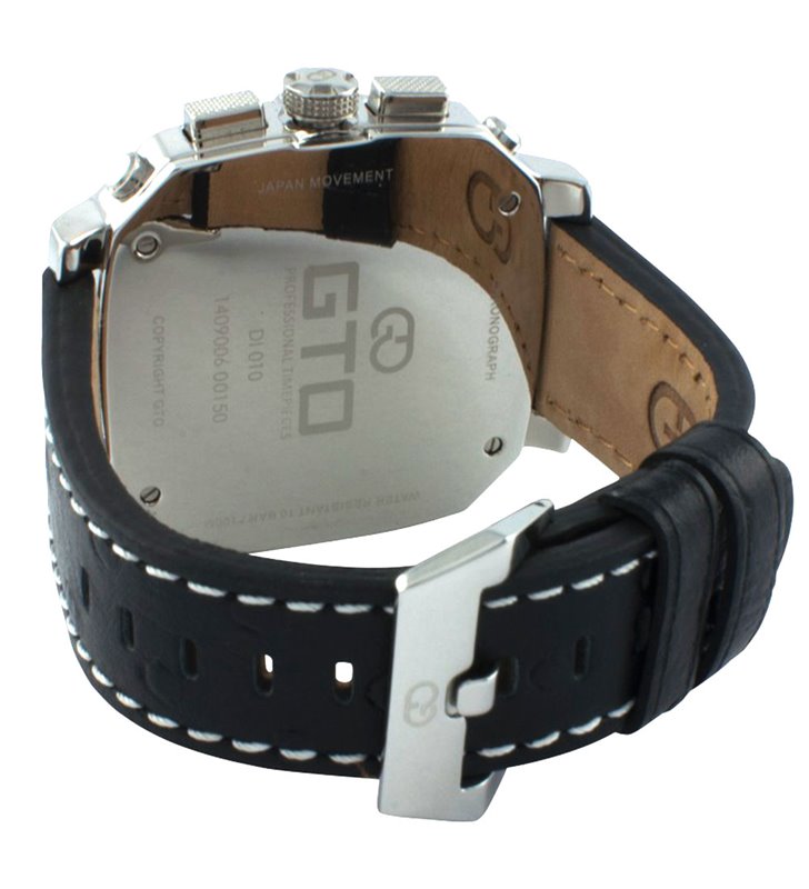 Montre sport homme analogique à quartz bracelet cuir étanche chronographe GTO Dino casual