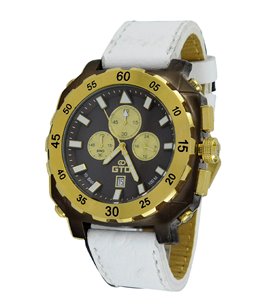 Montre sport homme analogique à quartz bracelet cuir étanche chronographe GTO Dino casual