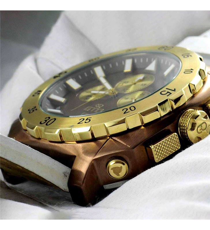Montre sport homme analogique à quartz bracelet cuir étanche chronographe GTO Dino casual