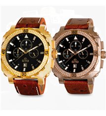 Montre sport homme analogique à quartz bracelet cuir étanche chronographe GTO Dino Exclusive