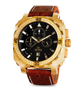 Montre sport homme analogique à quartz bracelet cuir étanche chronographe GTO Dino Exclusive