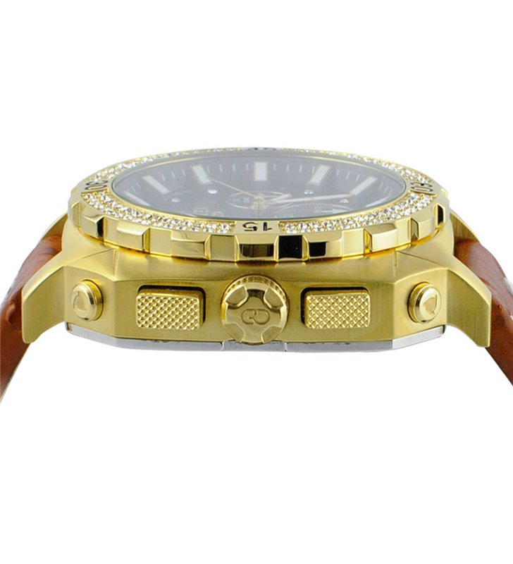 Montre sport homme analogique à quartz bracelet cuir étanche chronographe GTO Dino Exclusive