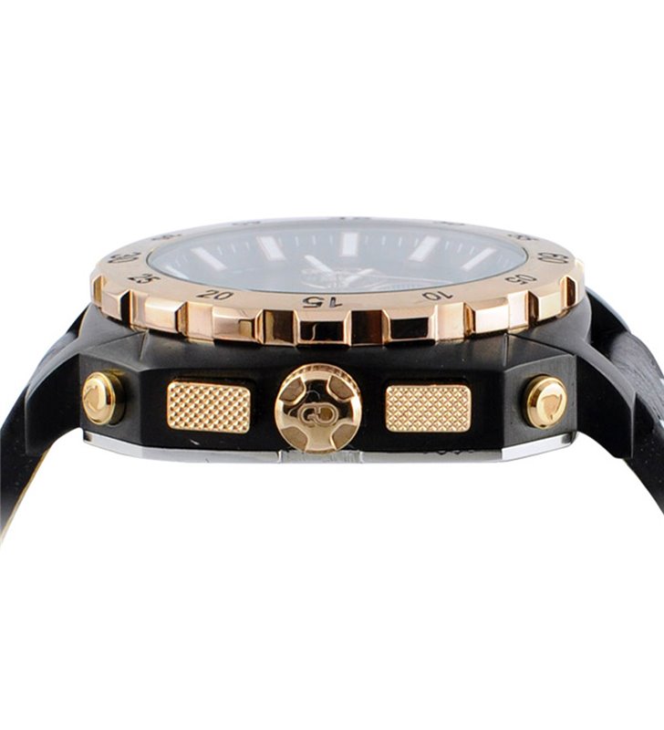 Montre sport homme analogique à quartz bracelet cuir étanche chronographe GTO Dino Gold