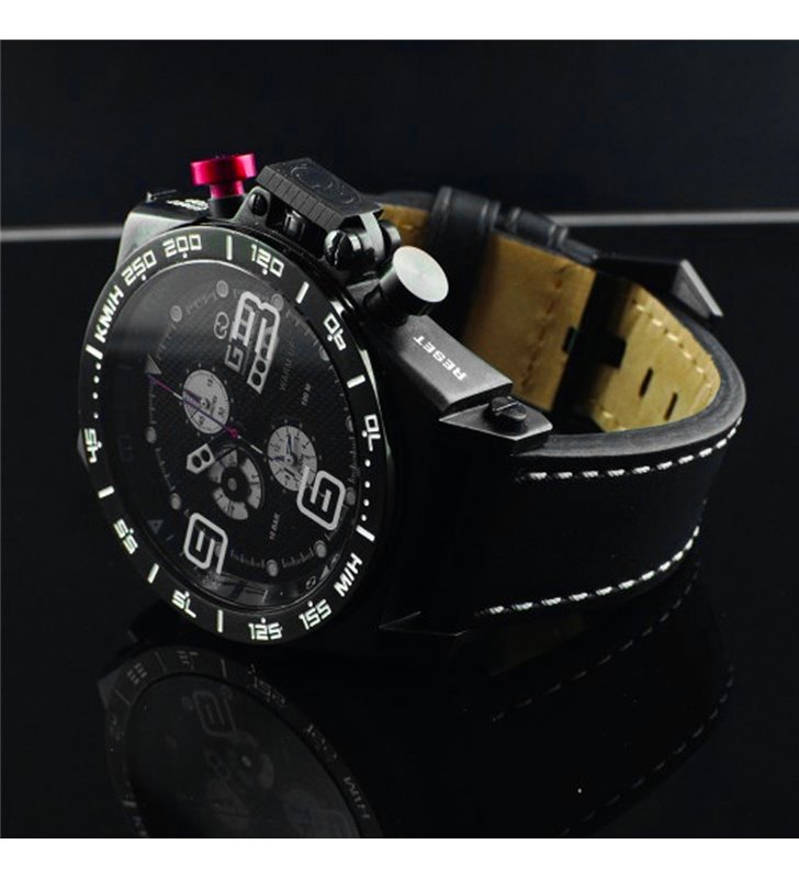 Montre sport homme analogique à quartz bracelet cuir étanche chronographe GTO Warm up