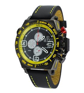 Montre sport homme analogique à quartz bracelet cuir étanche chronographe GTO Warm up