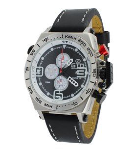 Montre sport homme analogique à quartz bracelet cuir étanche chronographe GTO Warm up