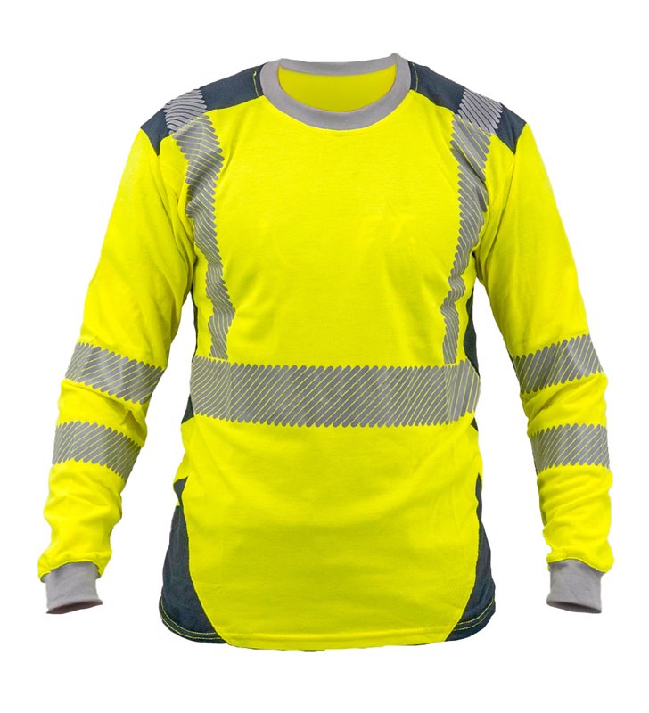 Tee-shirt technique à manches longues haute visibilité jaune fluo
