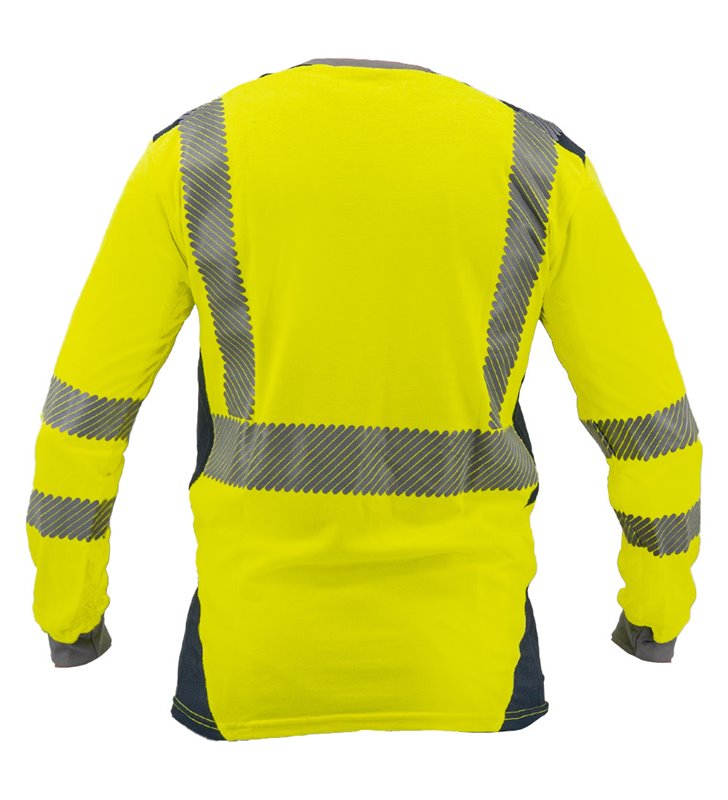 Tee-shirt technique à manches longues haute visibilité jaune fluo