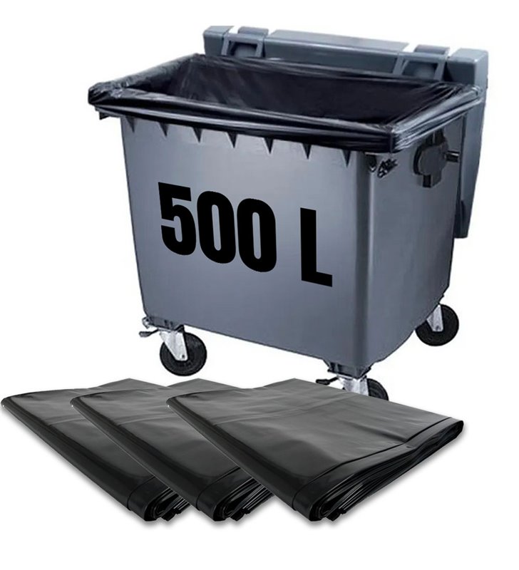 Lot 50 sacs poubelle à déchets Housses de conteneur 500L litres container à ordure