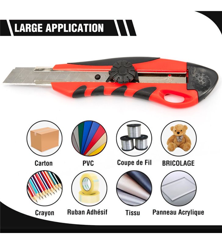 Lot de cutters professionnels Couteau utilitaire rétractable avec système de sécurité 100 lames 18mm