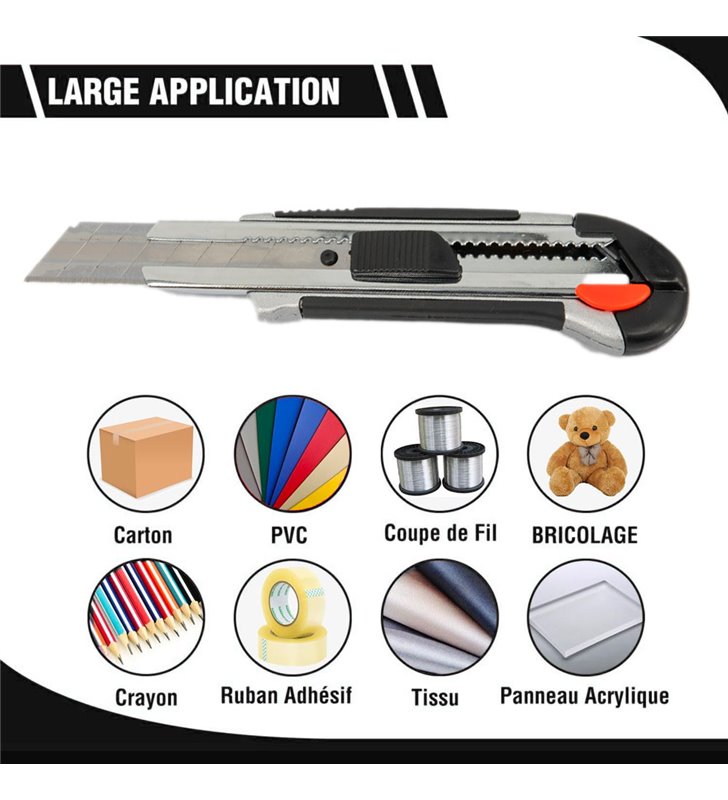 Lot de cutters professionnels rétractables Couteau utilitaire avec stockage de 2 lames 22mm