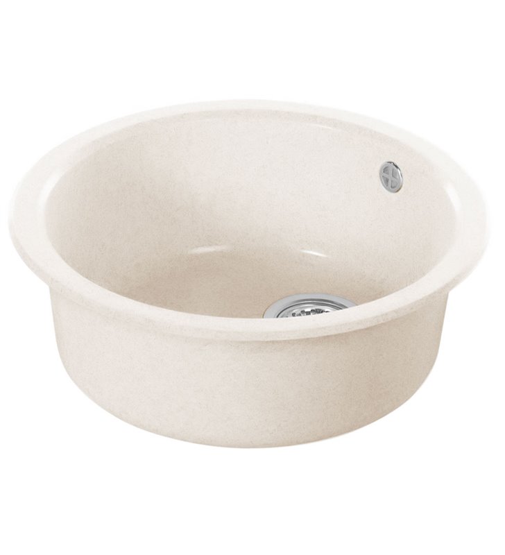 Évier de cuisine rond à encastrer bac en résine minérale sable moucheté 50 x 19 cm