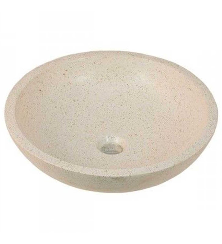 Vasque à poser ronde en Terrazzo blanc pigmenté pour salle de bain lavabo et lave main