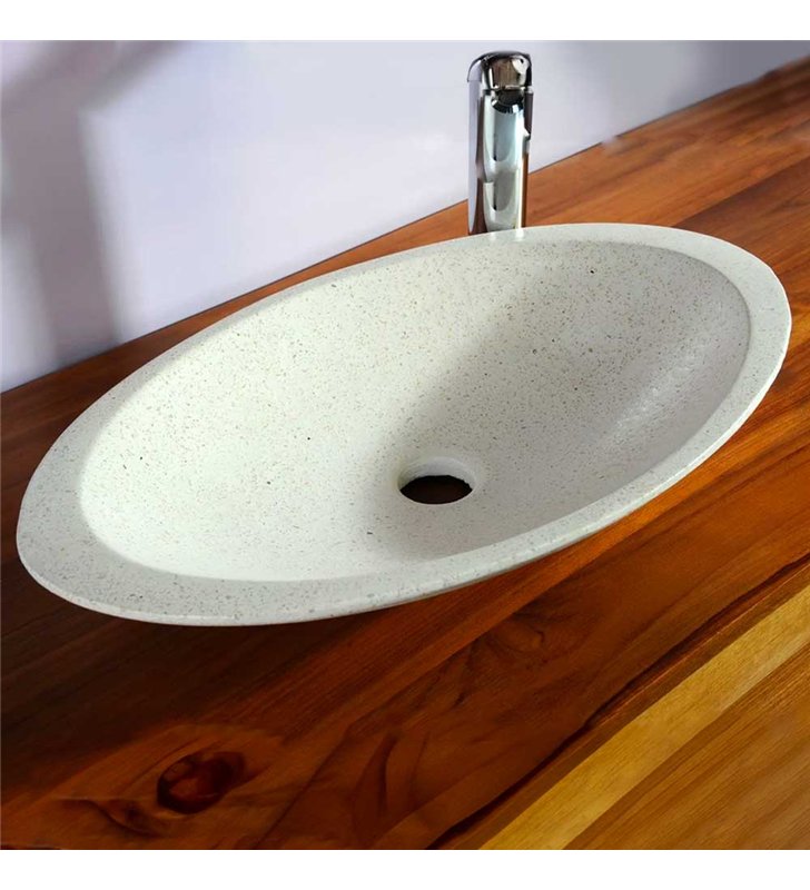 Vasque à poser ovale en Terrazzo blanc pigmenté pour salle de bain lavabo et lave main