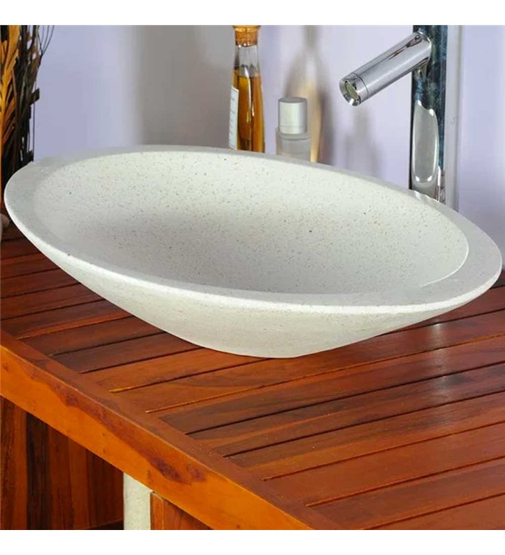 Vasque à poser ovale en Terrazzo blanc pigmenté pour salle de bain lavabo et lave main