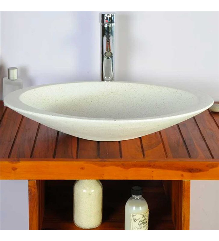 Vasque à poser ovale en Terrazzo blanc pigmenté pour salle de bain lavabo et lave main
