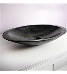 Vasque à poser ovale noire en Terrazzo pour salle de bain moderne