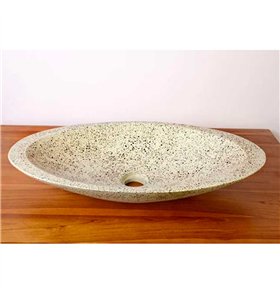 Vasque à poser ovale grise en Terrazzo pour salle de bain élégante