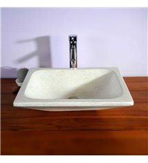 Vasque à poser rectangulaire blanc pigmenté en Terrazzo pour salle de bain design
