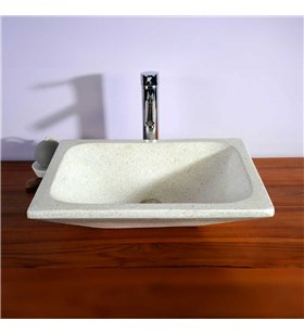 Vasque à poser rectangulaire blanc pigmenté en Terrazzo pour salle de bain design