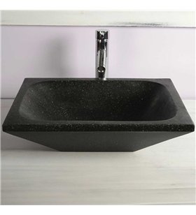 Vasque à poser rectangulaire noire en Terrazzo pour salle de bain design
