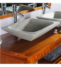 Vasque à poser rectangulaire gris clair en Terrazzo pour salle de bain moderne
