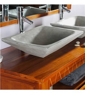 Vasque à poser rectangulaire gris clair en Terrazzo pour salle de bain moderne