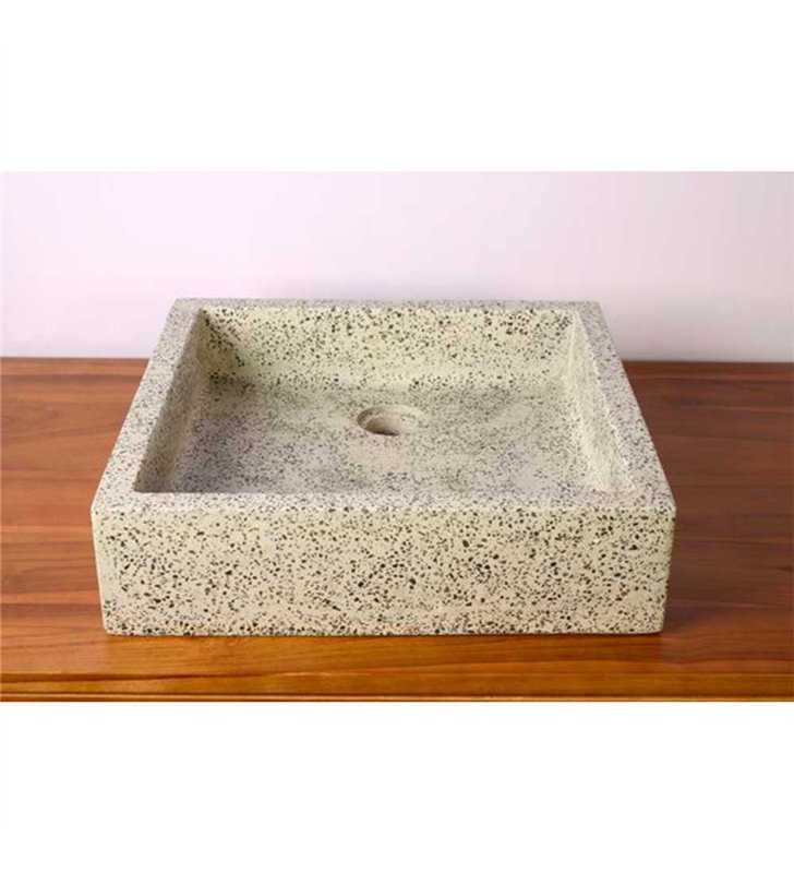 Vasque à poser timbre crème moucheté carrée en Terrazzo pour salle de bain
