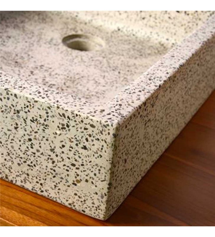 Vasque à poser timbre crème moucheté carrée en Terrazzo pour salle de bain