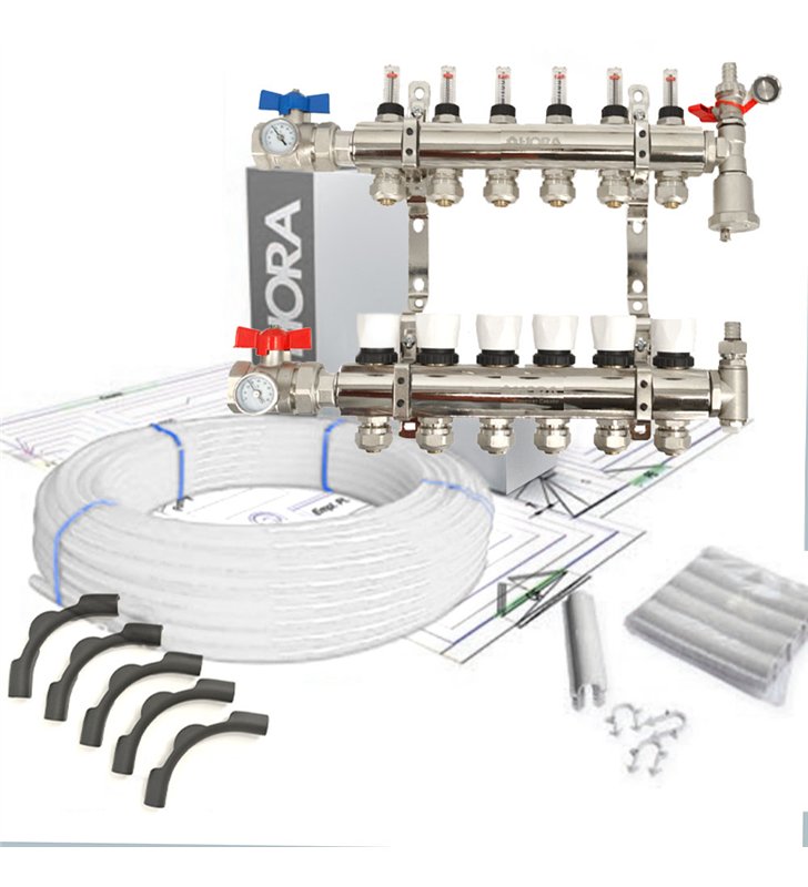 Kit Collecteur plancher chauffant hydraulique nourrice et tube PER