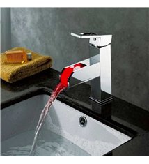 Robinet Mitigeur lumineux, design, en laiton chromé et cartouche céramique pour vasque
