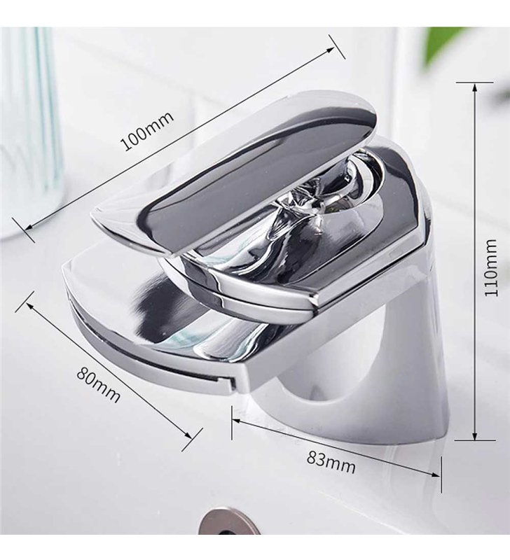 Robinet Mitigeur bec cascade pour lavabo bas design chromé