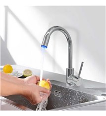 Mitigeur LED pour évier Robinet de cuisine avec bec mobile et Capteur température