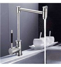 Robinet Mitigeur en laiton chromé pour evier de cuisine avec Bec mobile