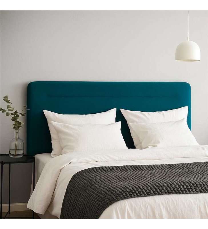 Tête de lit largeur 200 x 80 cm velours effet simili cuir Bleu