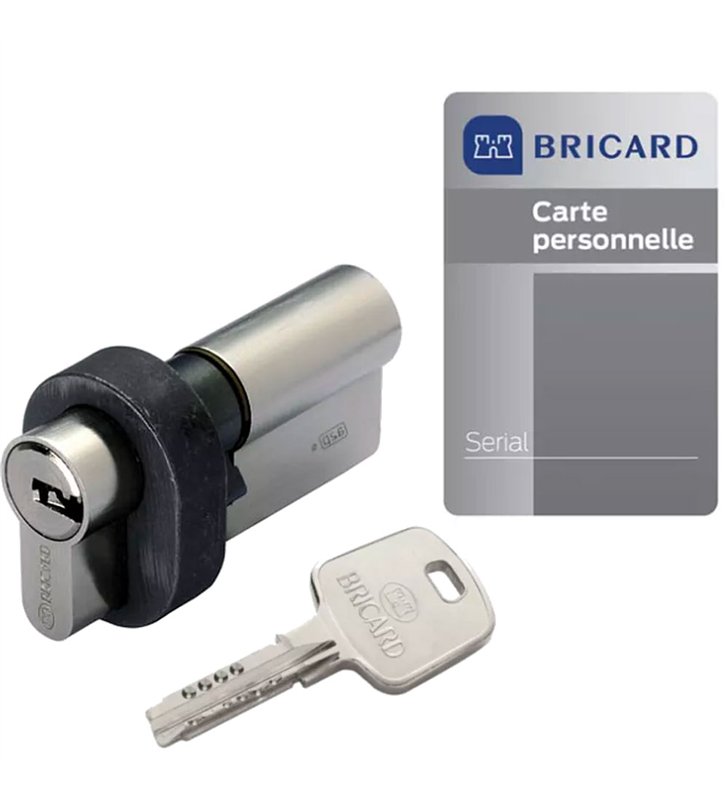 Cylindre serrure avec protecteur 30 x 30 mm PMR haute sécurité 4 clés Serial S A2P 1 BRICARD