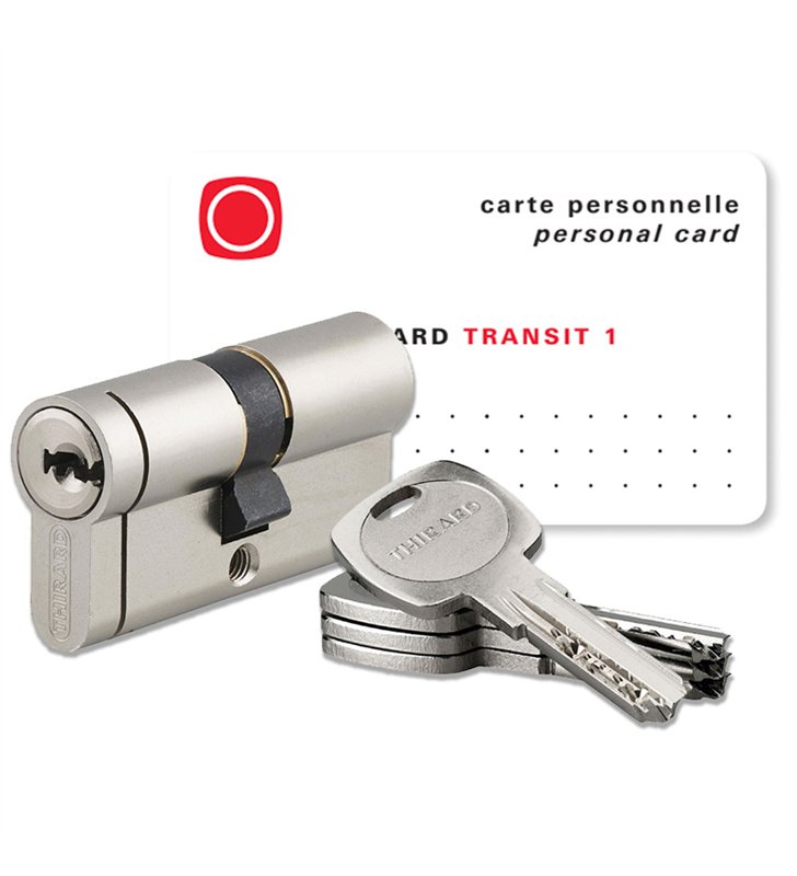 Cylindre européen haute sureté barillet serrure de porte 4 clés et carte propriété Thirard Transit 1