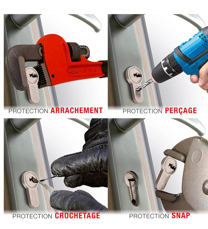 Lot de 5 cylindres s’entrouvrant Traffic 6 pour serrure de porte haute sécurité 20 clés identiques