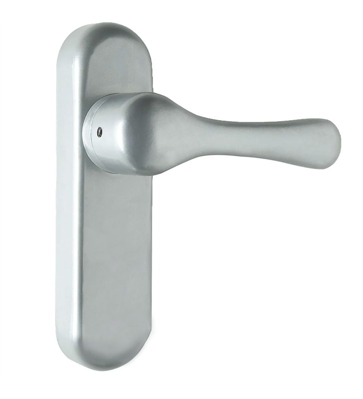Poignée de porte exterieure Bricard argent Manoeuvre antipanique bequille réversible sans perçage